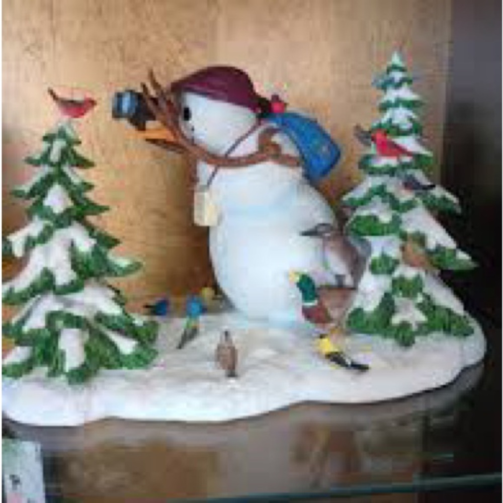 Lenox Snowman with Green Trees and Birds Figurine